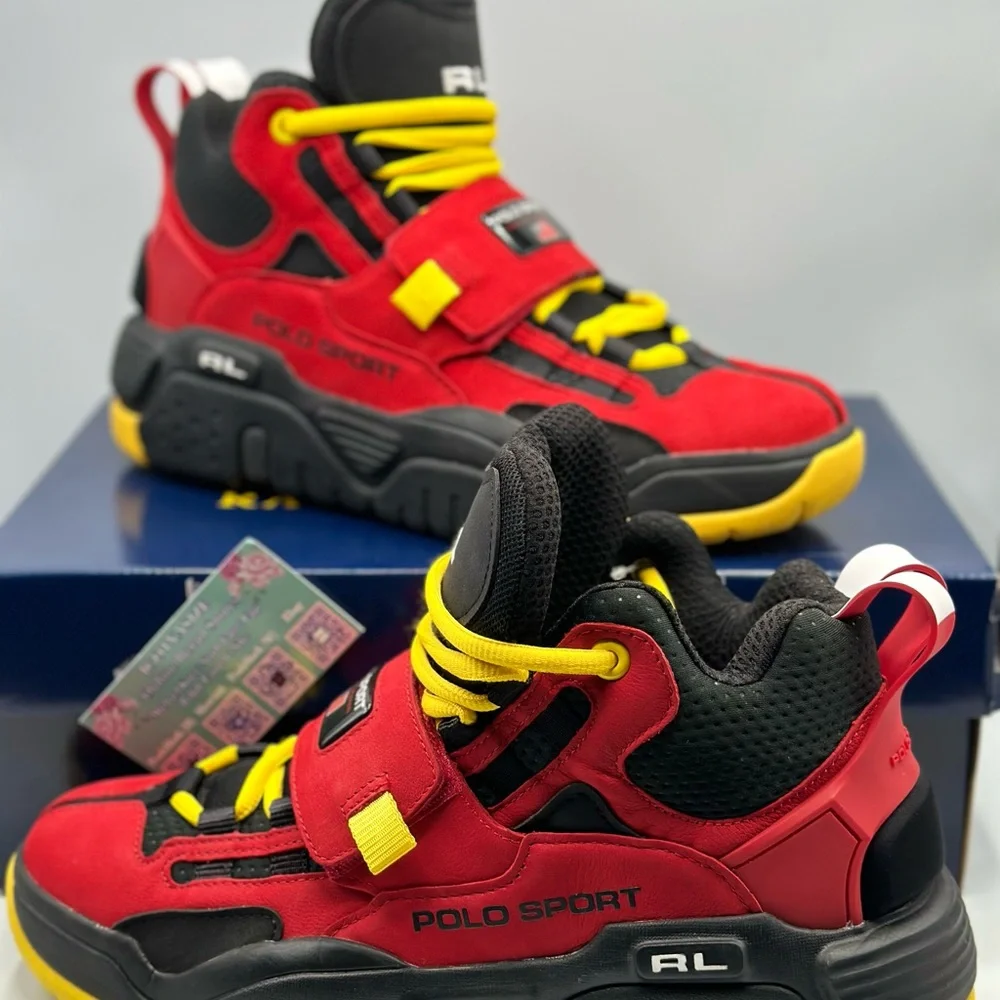 NEW Polo Ralph Lauren PS100 High-Top Sneakers 809846180002‎ Red/Black